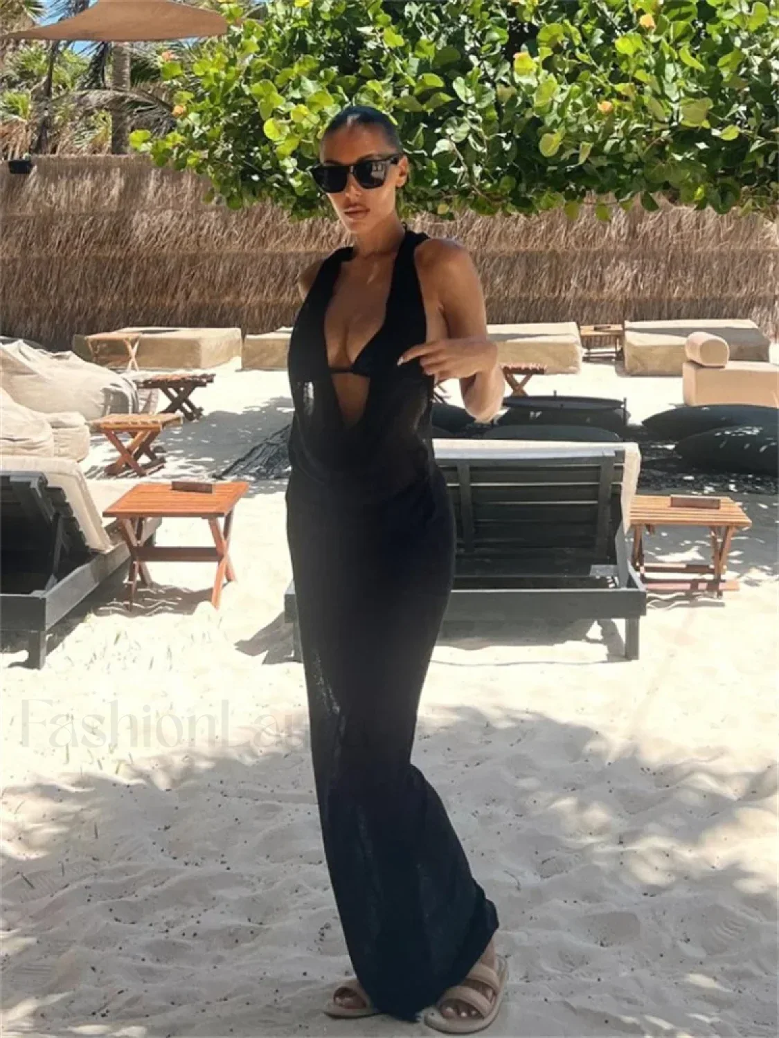 Halter Deep V Crochet Beach Cover Up - Image 6