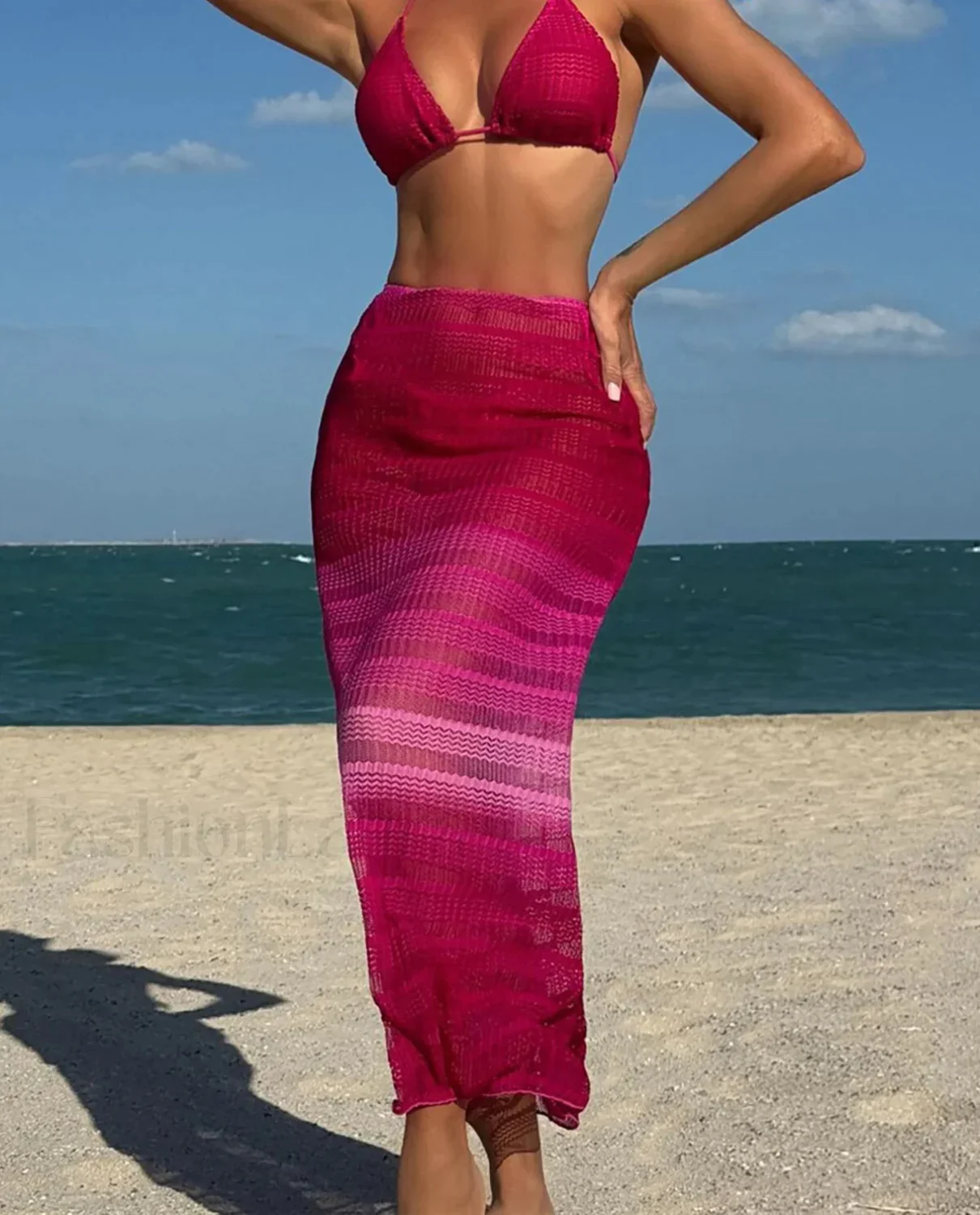 Halter High-Leg Skirt Three Piece Set - Image 2