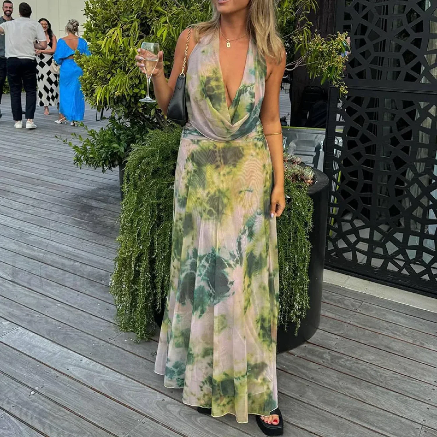 Halter High-Waist Floral Dress