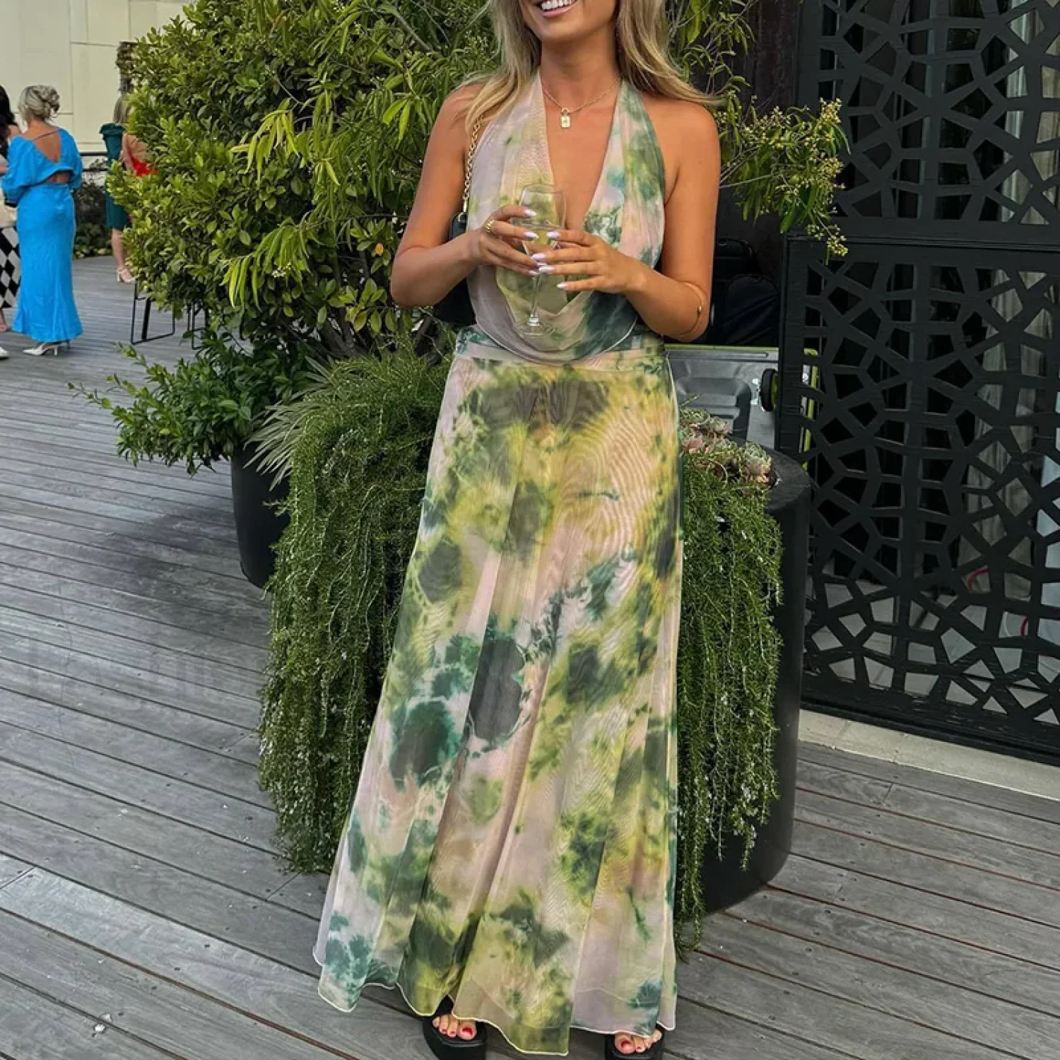 Halter High-Waist Floral Dress - Image 11