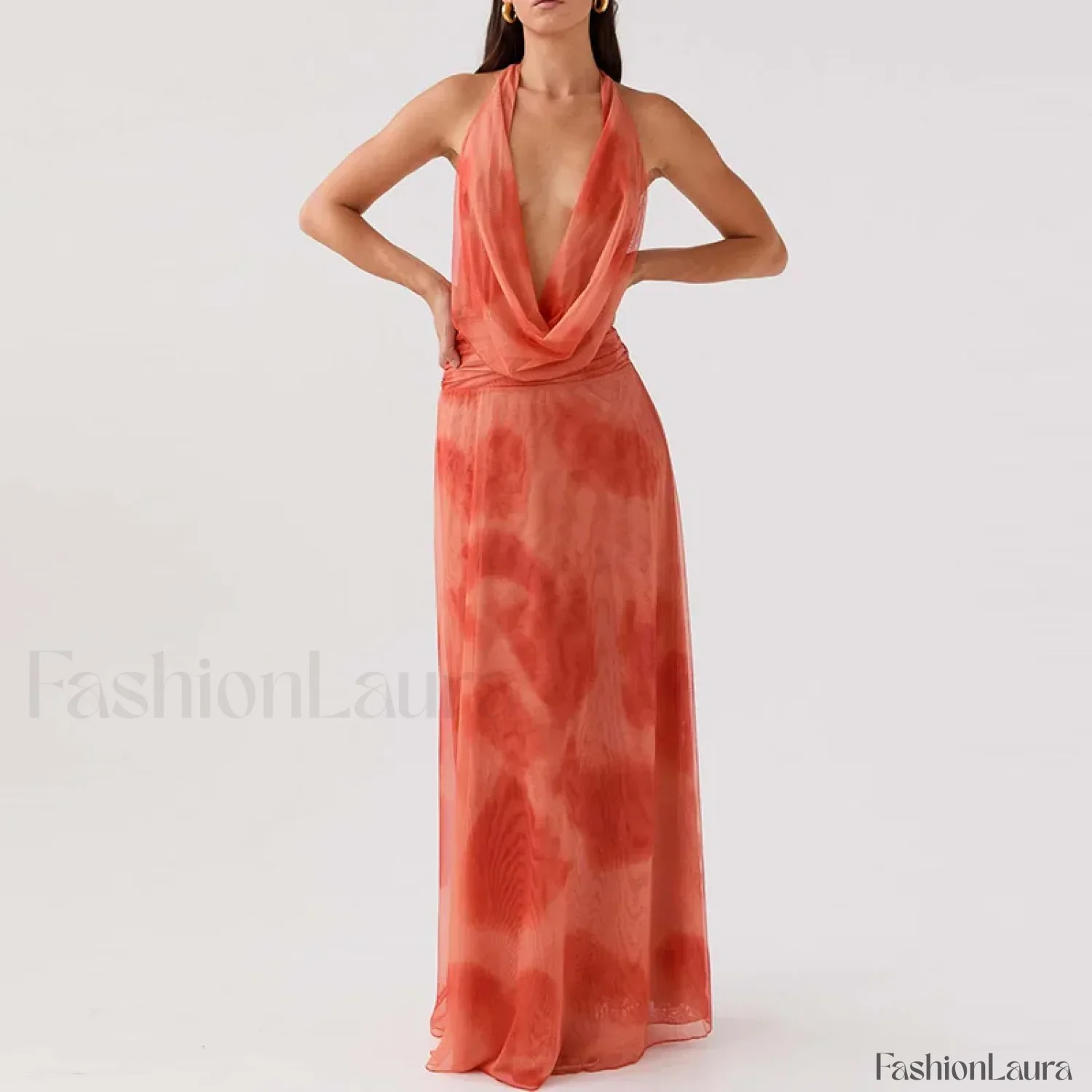 Halter High-Waist Floral Dress - Image 14
