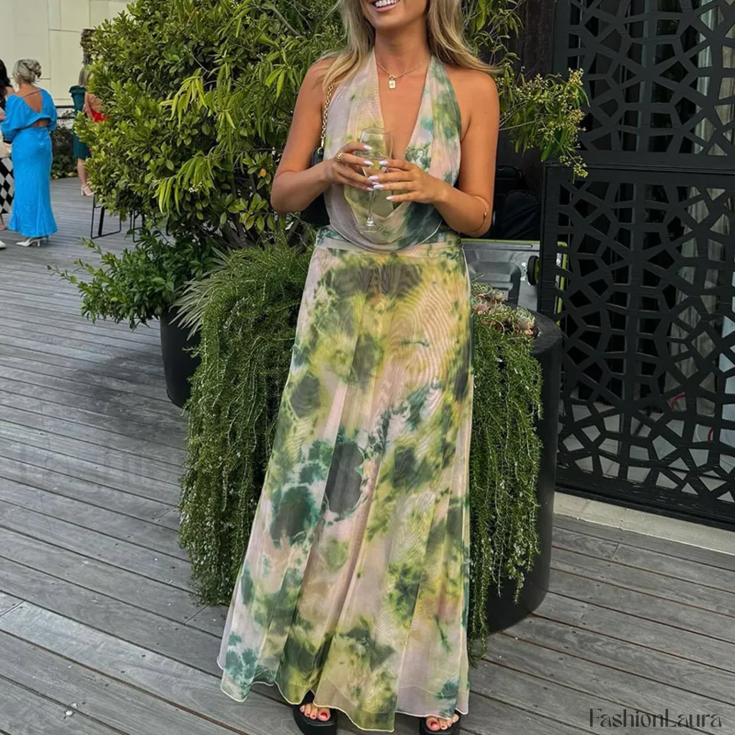Halter High-Waist Floral Dress - Image 17