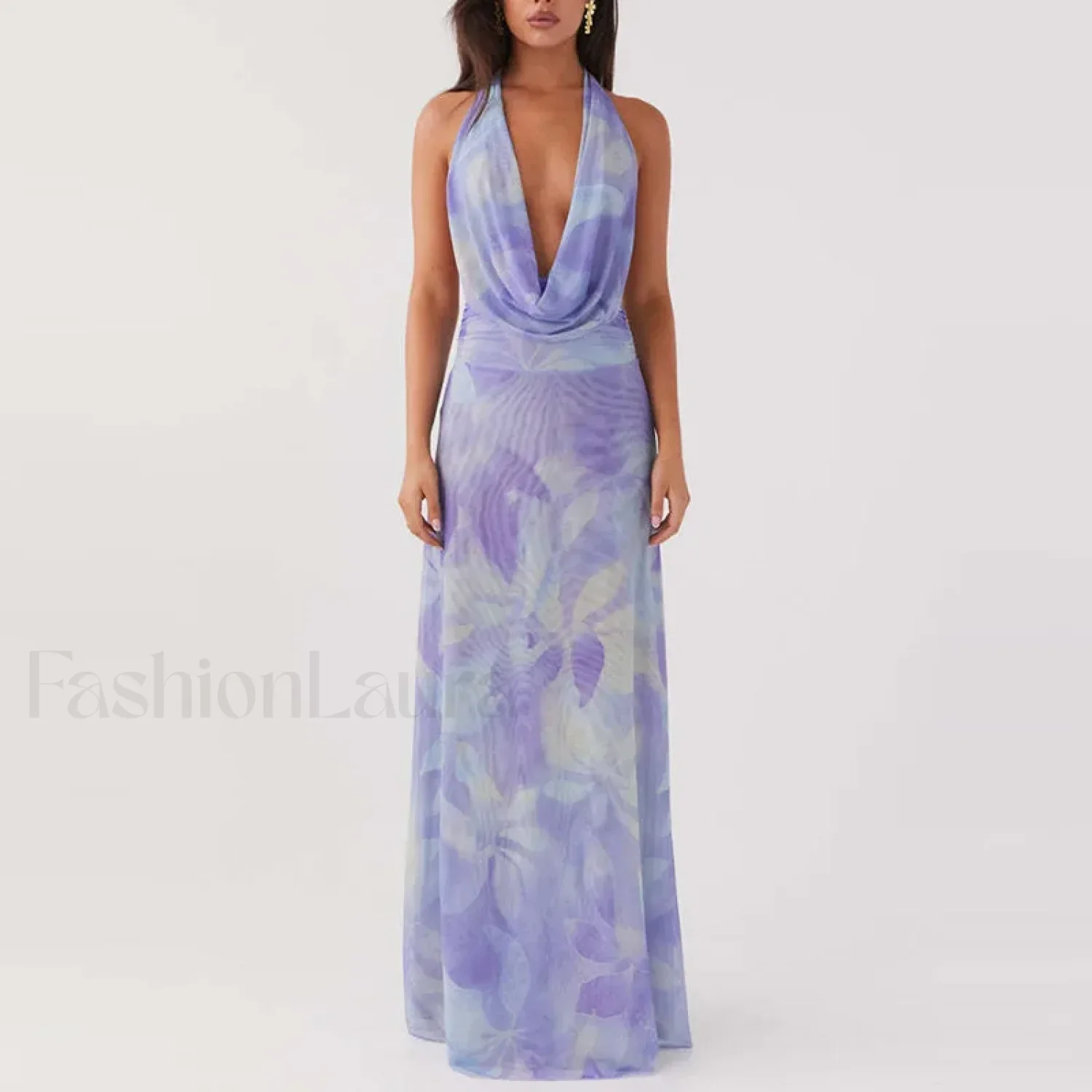 Halter High-Waist Floral Dress - Image 4