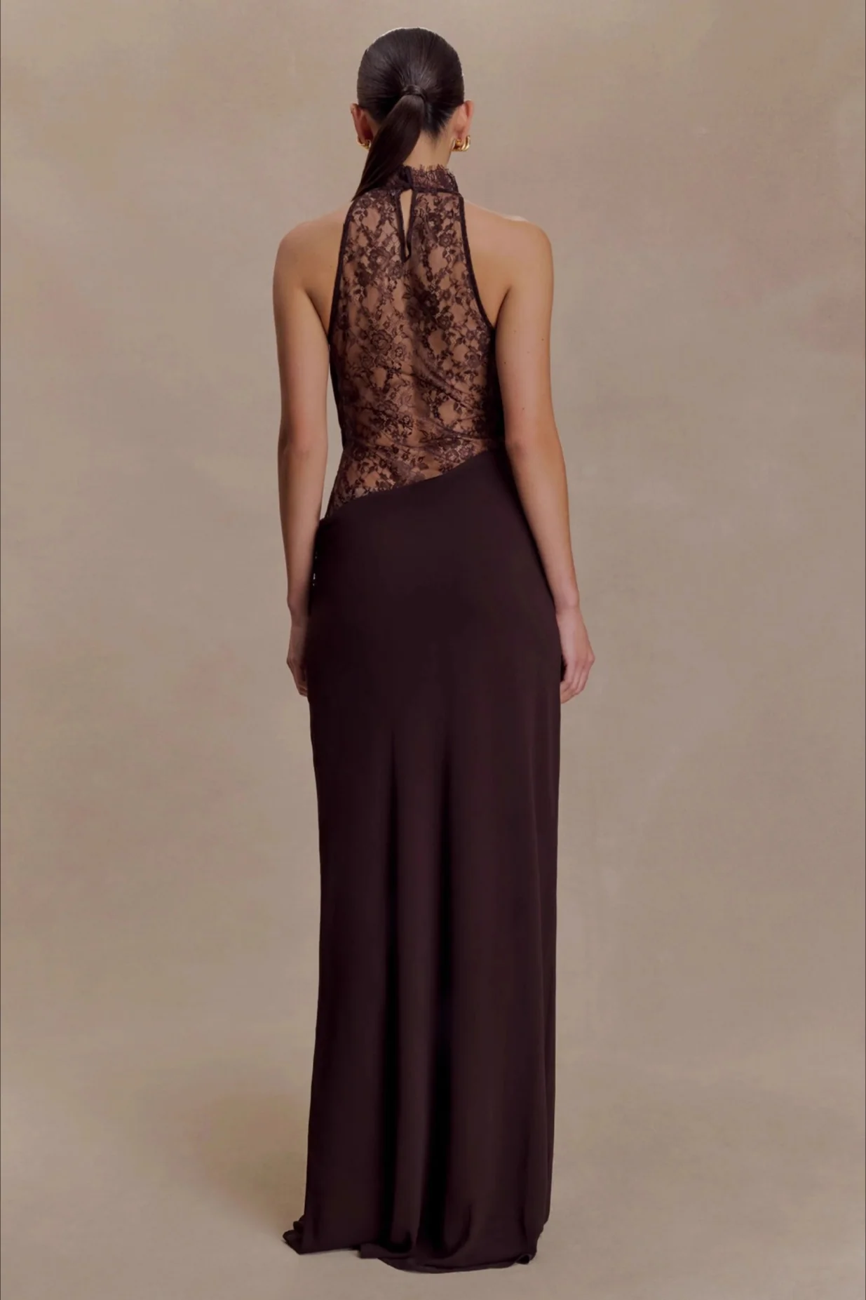 Halter Lace Cowl Bodycon Dress - Image 4