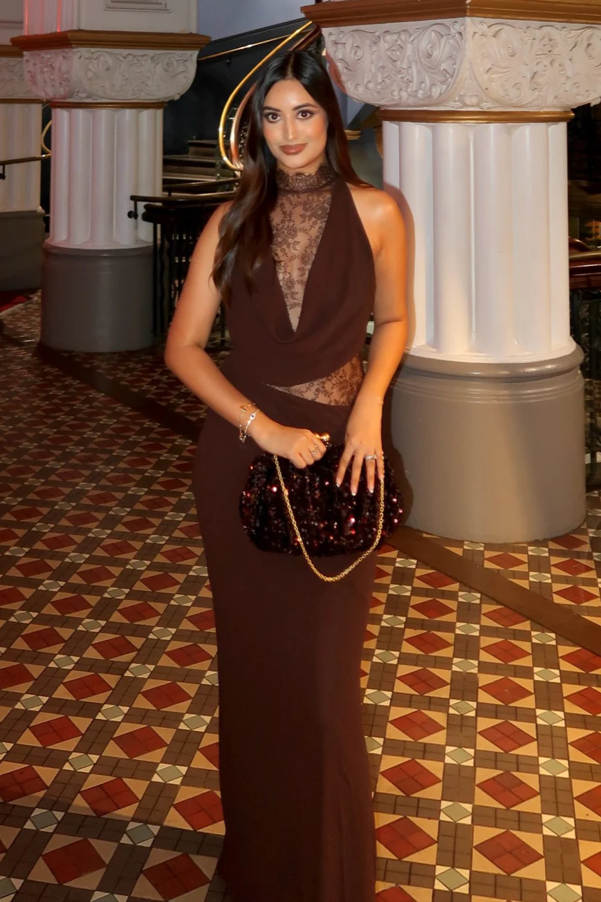 Halter Lace Cowl Bodycon Dress - Image 8