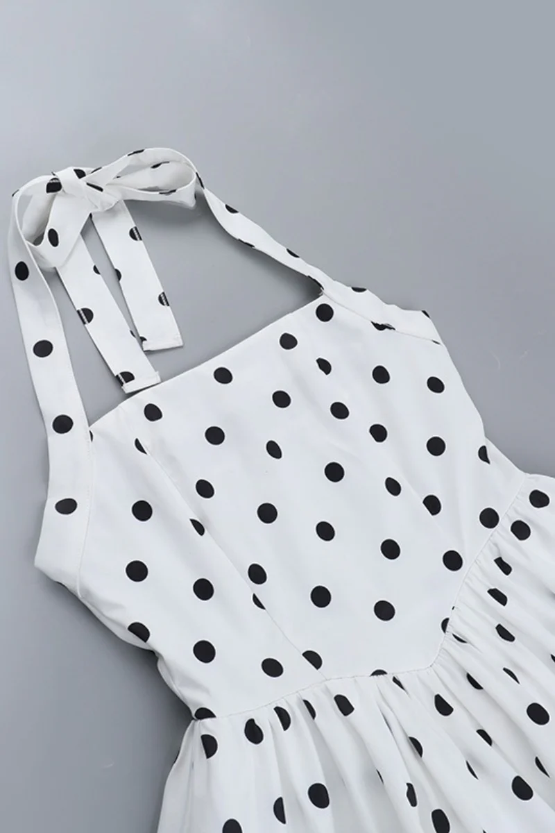 Halter Polka Dot A Line Mini Dress - Image 8
