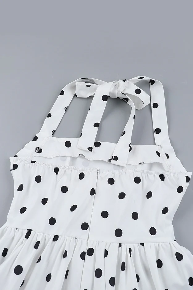 Halter Polka Dot A Line Mini Dress - Image 9