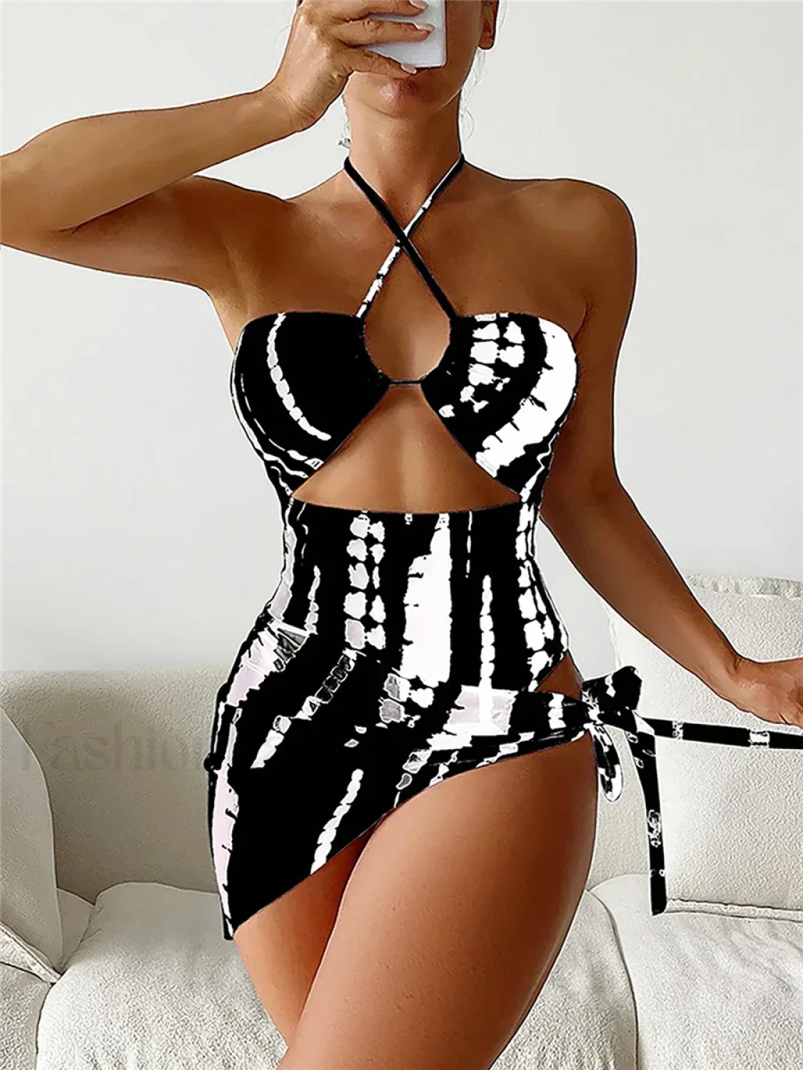 Halter Printed Skirt One Piece - Image 2