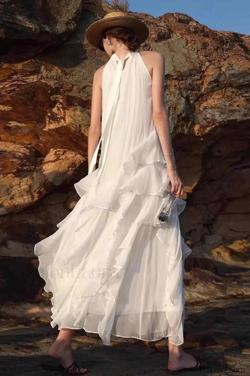 Halter Ruffled Vacation Maxi Dress - Image 9