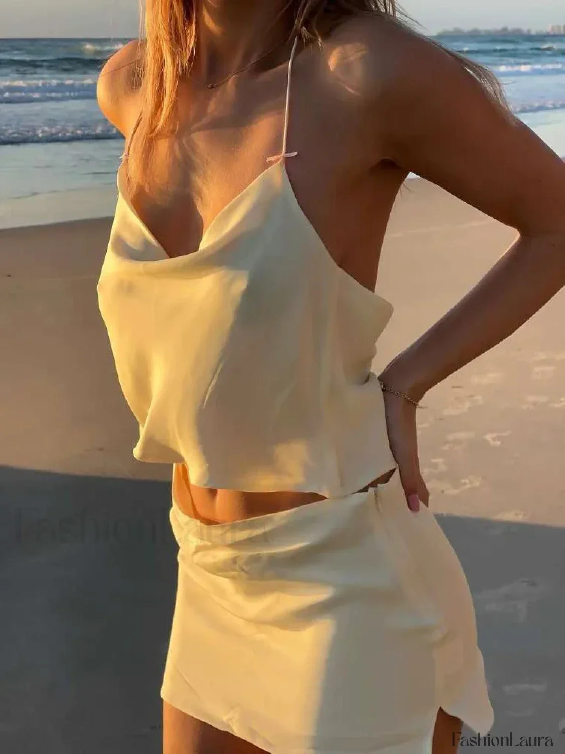 Halter Ruffles Hem Top Mini Skirt Two Piece Set - Image 15