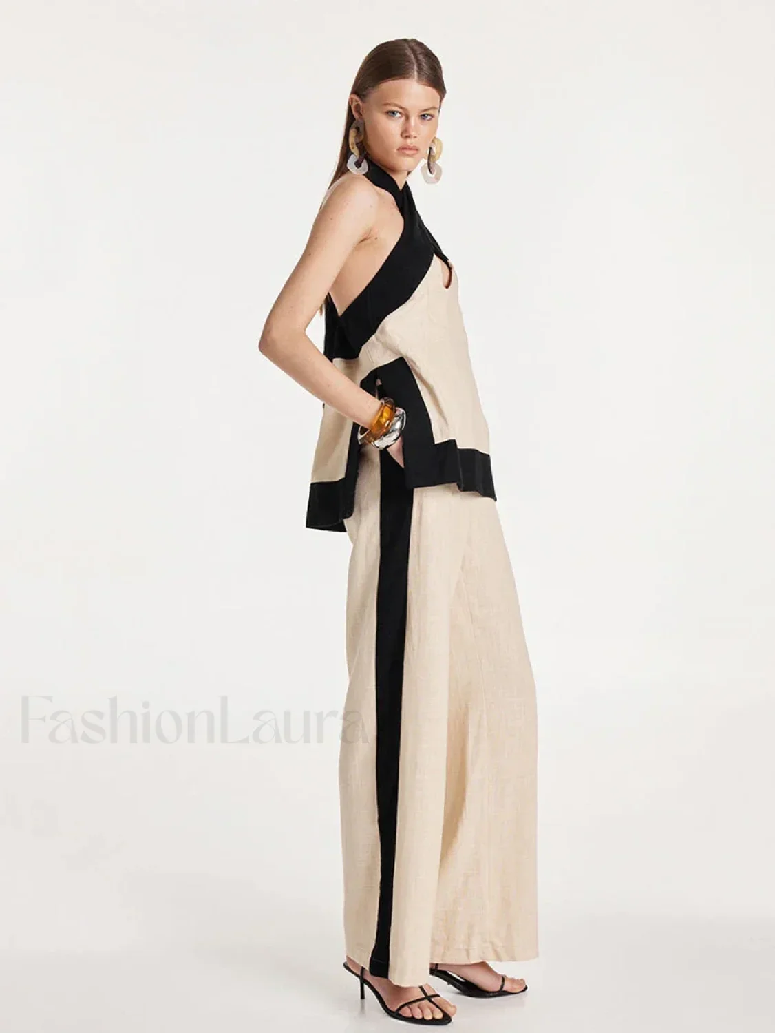 Halter Sleeveless Pajama Pants Two Piece Set - Image 4