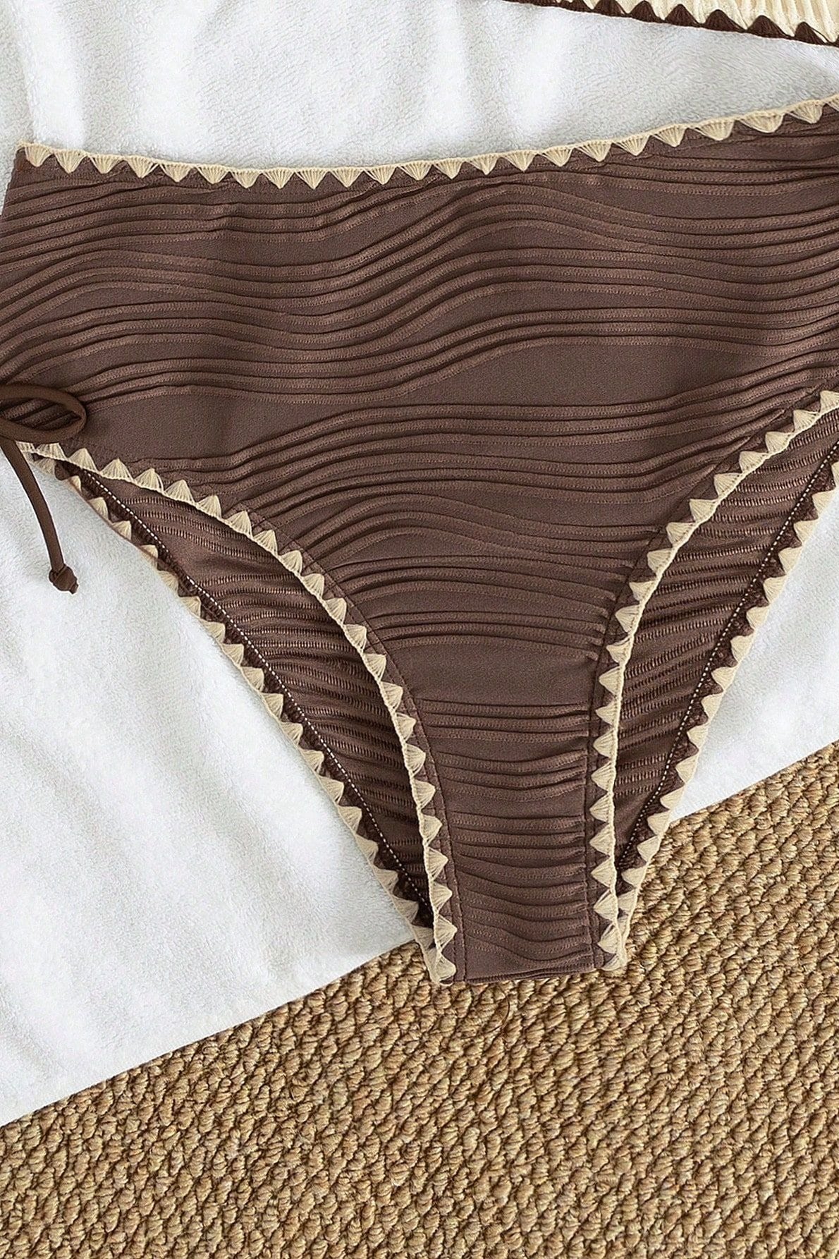 Halter Strappy Backless Textured Two Piece Swim Set - Image 6