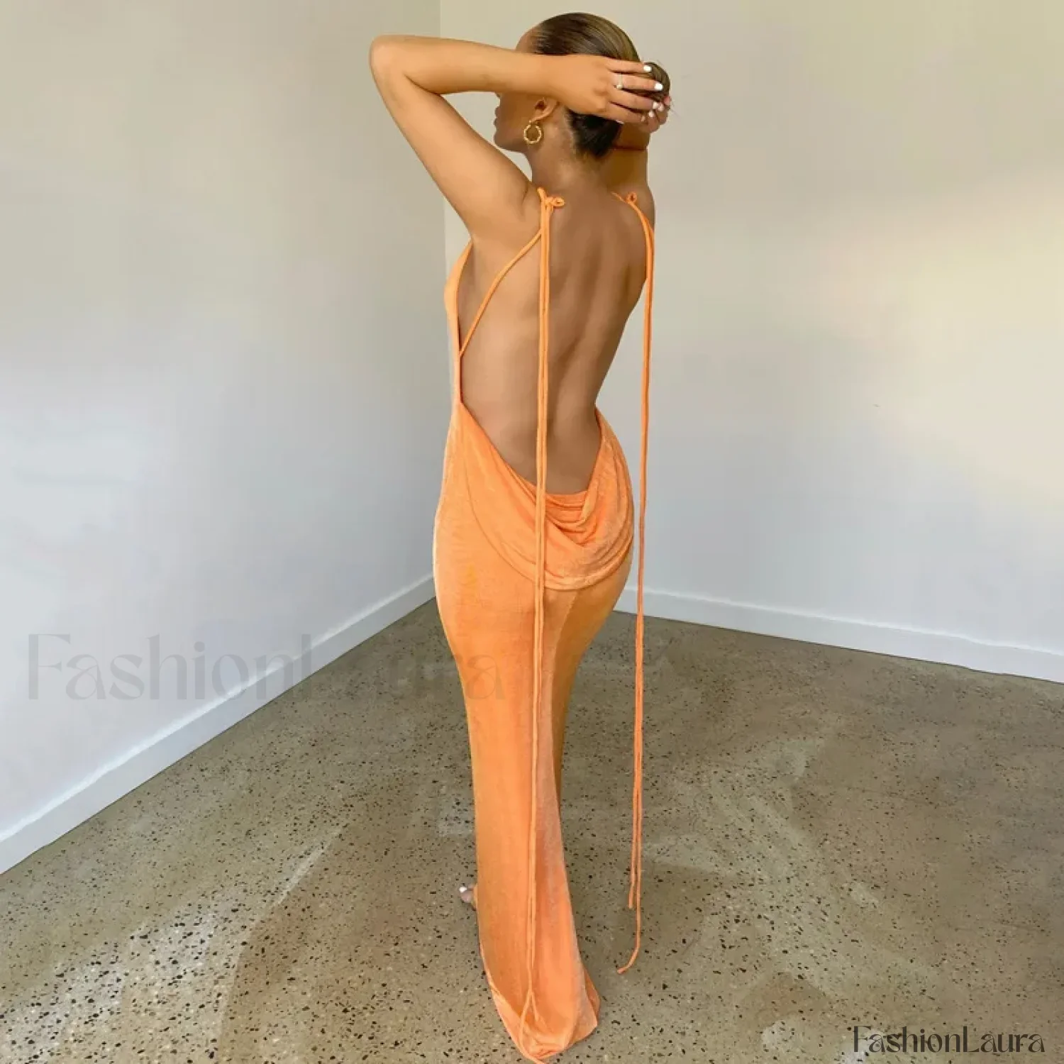 Halter Wrap Open Back Maxi Dress - Image 13