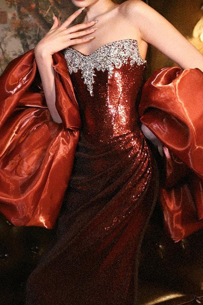 Handmade Lace Embroidered Beaded Gown Prom Dress - Image 5
