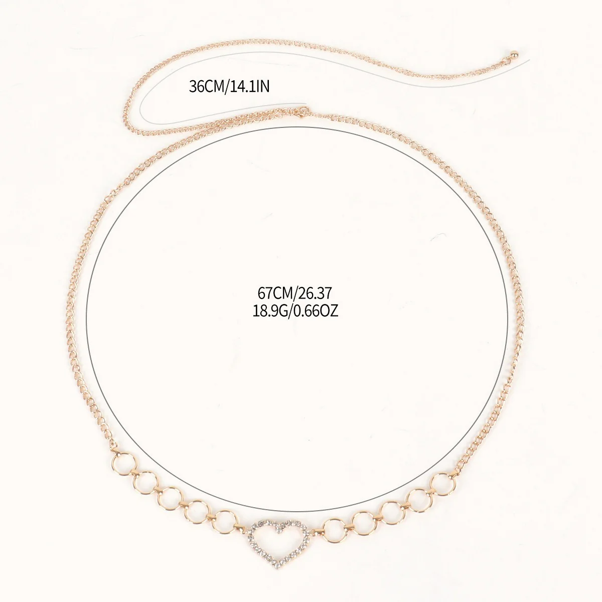 Heart Rhinestone Sparkle Chic Waist Chain - Image 4