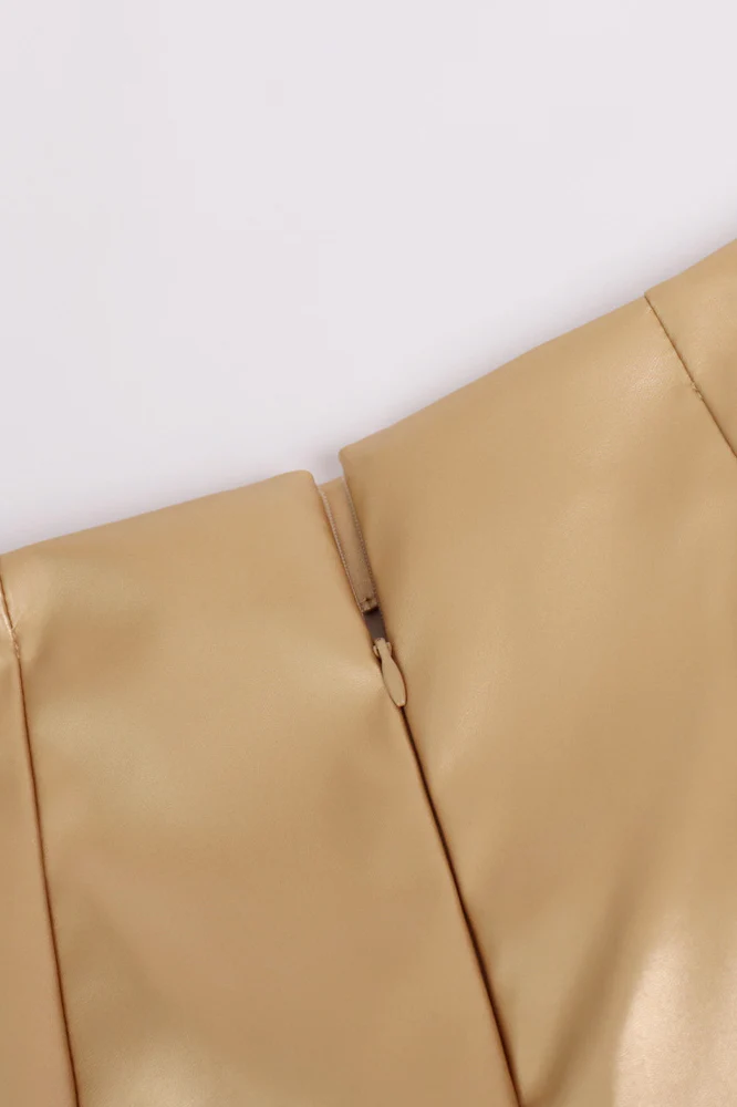 High Gloss PU Leather Bodycon Slit Skirt - Image 6