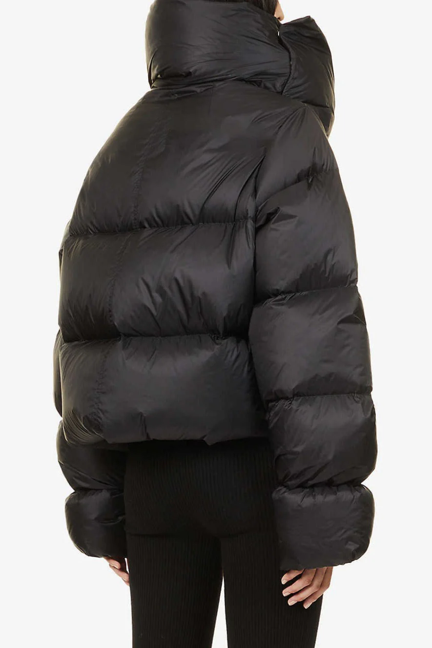 High Neck Scarf Collar Quilted Puffer Jacket - Image 5
