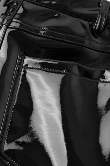 High Shine PU Leather Slim Straight Pants - Image 7