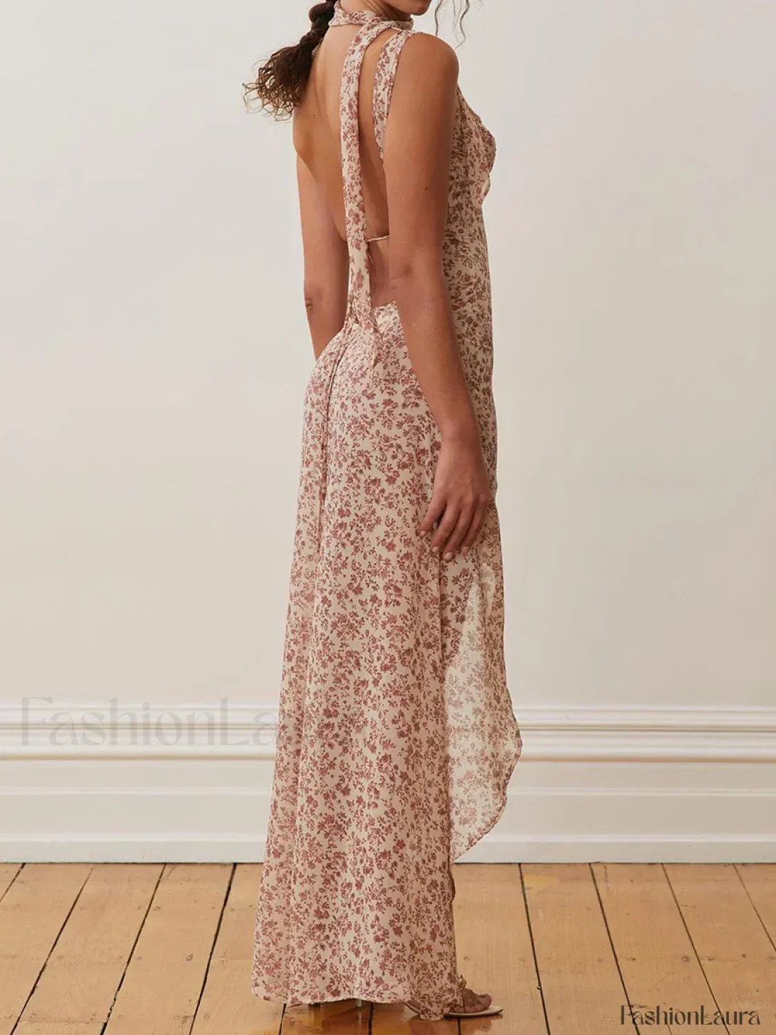 High-Slit Spaghetti Floral Dress - Image 10