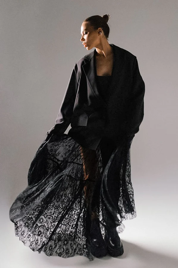 High Waist Black Sexy Lace Sheer Skirt