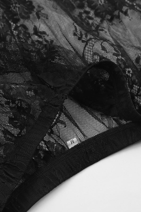High Waist Black Sexy Lace Sheer Skirt - Image 5