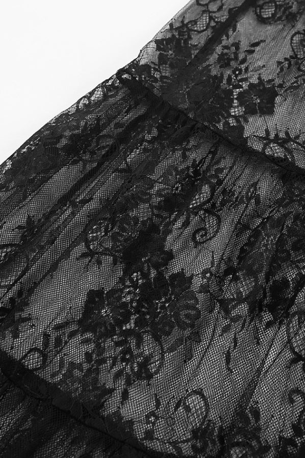 High Waist Black Sexy Lace Sheer Skirt - Image 6