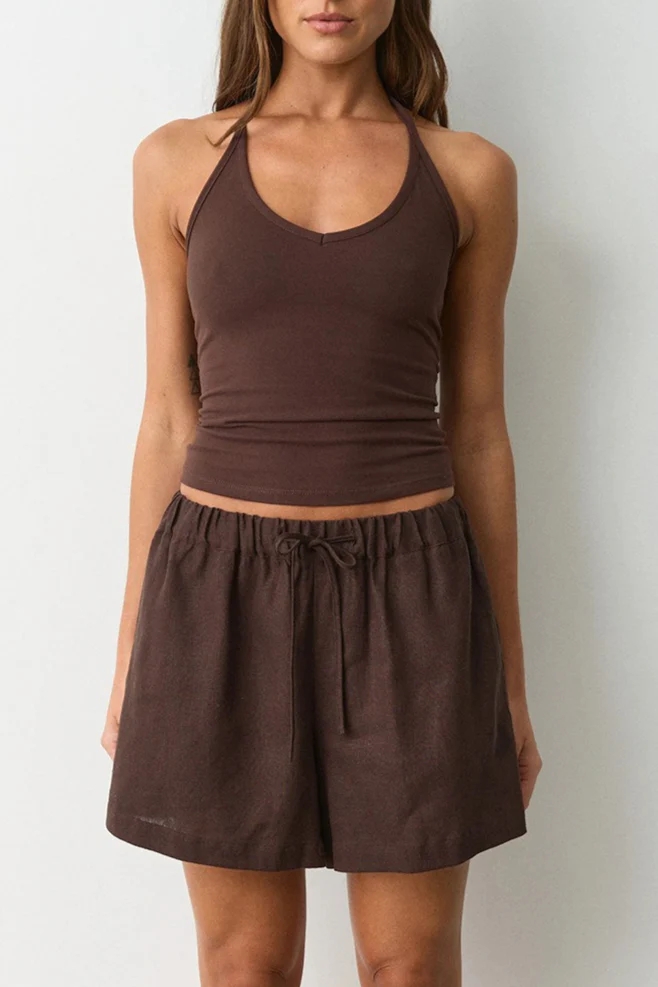 High Waist Drawstring Relaxed Fit Casual Shorts - Image 3