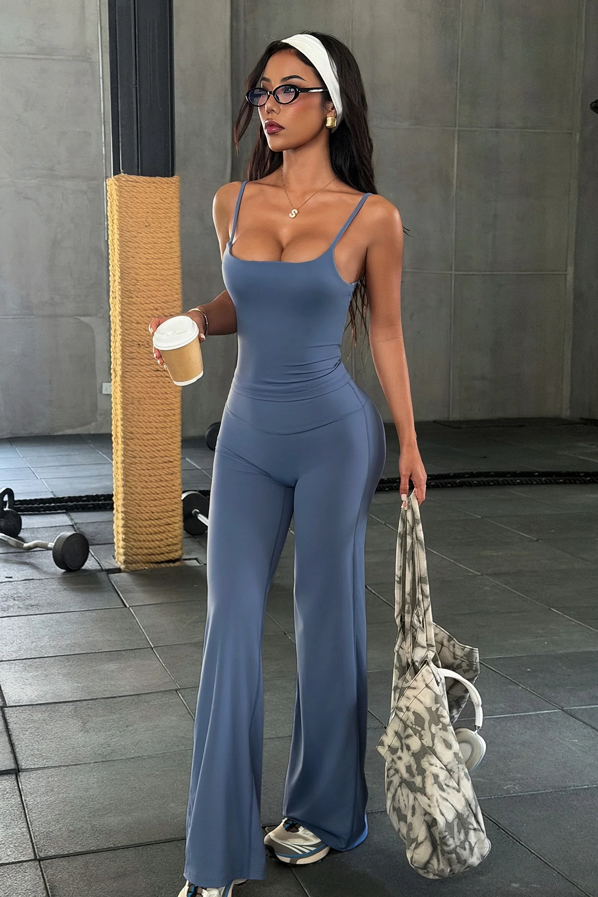 High Waist Flared Spaghetti Strap Pants Set - Image 4