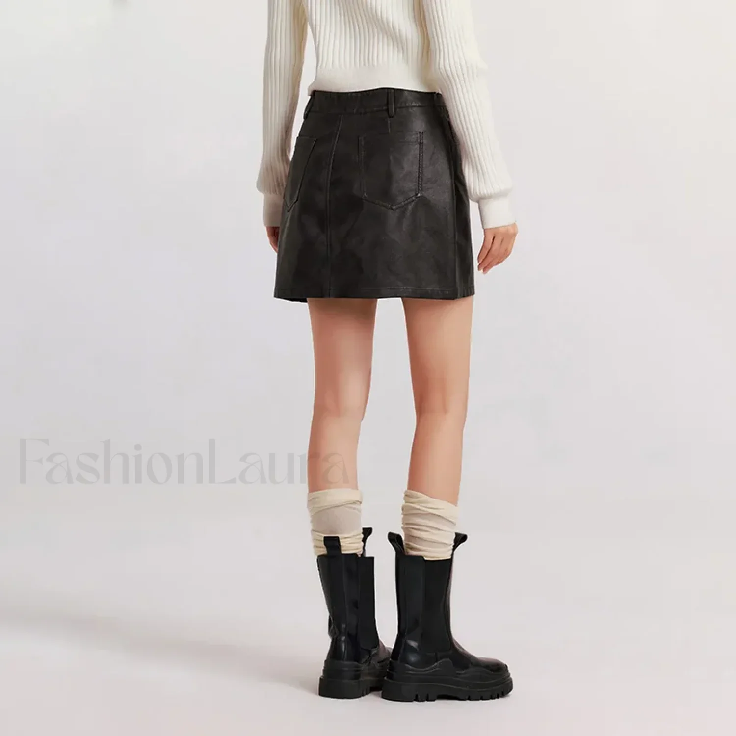 High Waist PU Leather Cool Skirt - Image 6