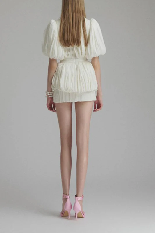 High Waist Ruched 3D Floral Mini Dress - Image 5
