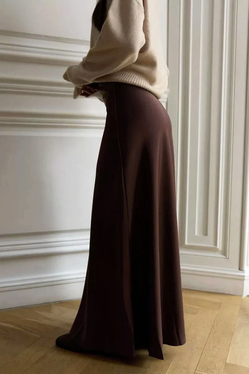High Waist Satin Bodycon Mermaid Maxi Skirt - Image 15