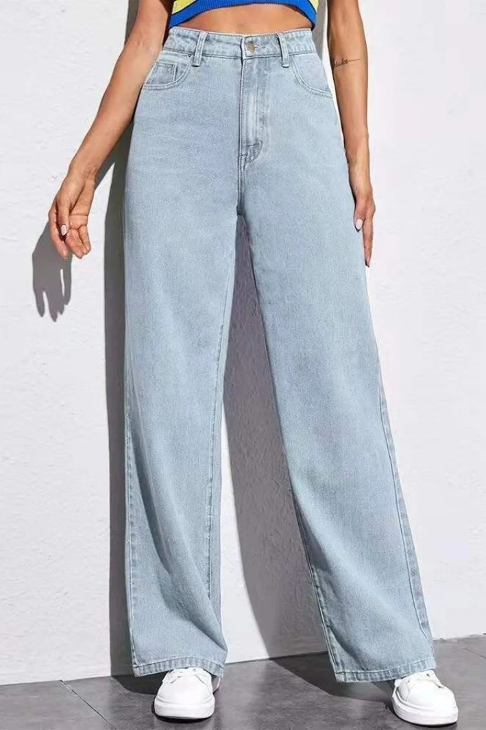 High Waist Slim Straight Leg Jeans - Image 7