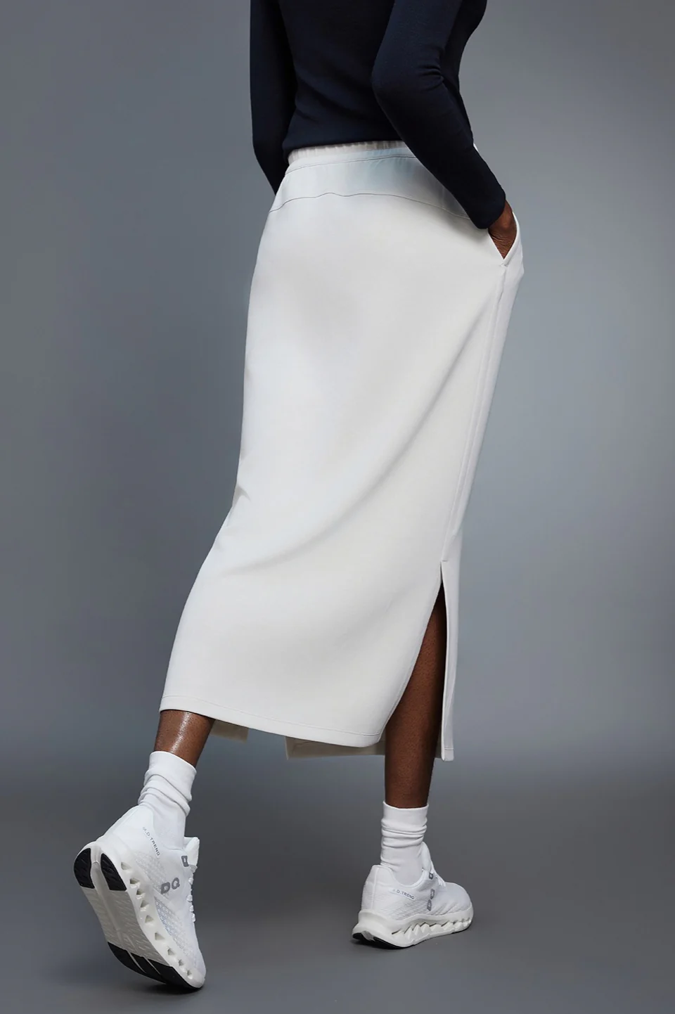 High Waist Split Straight Bodycon Midi Skirt - Image 7