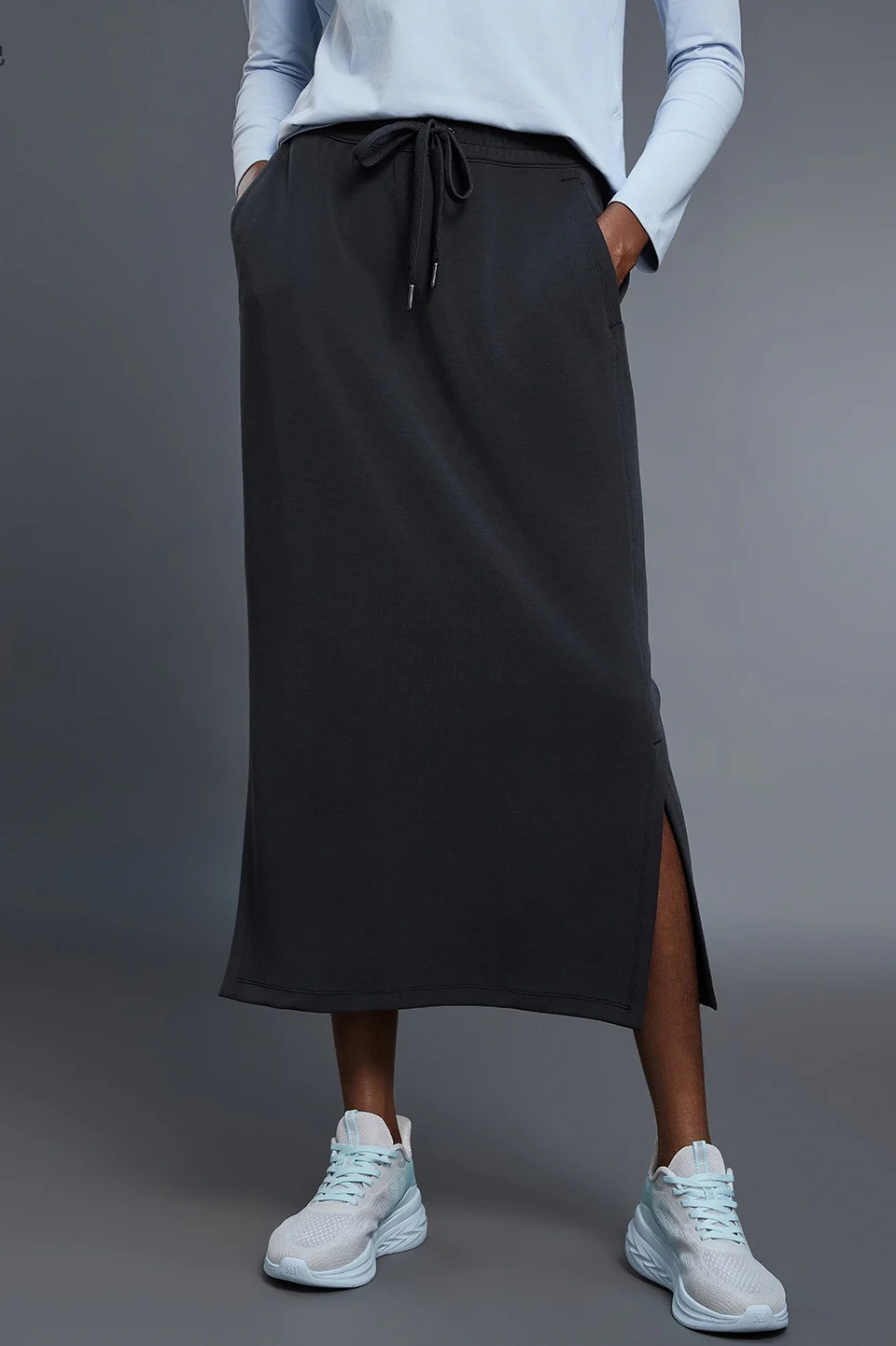 High Waist Split Straight Bodycon Midi Skirt - Image 8