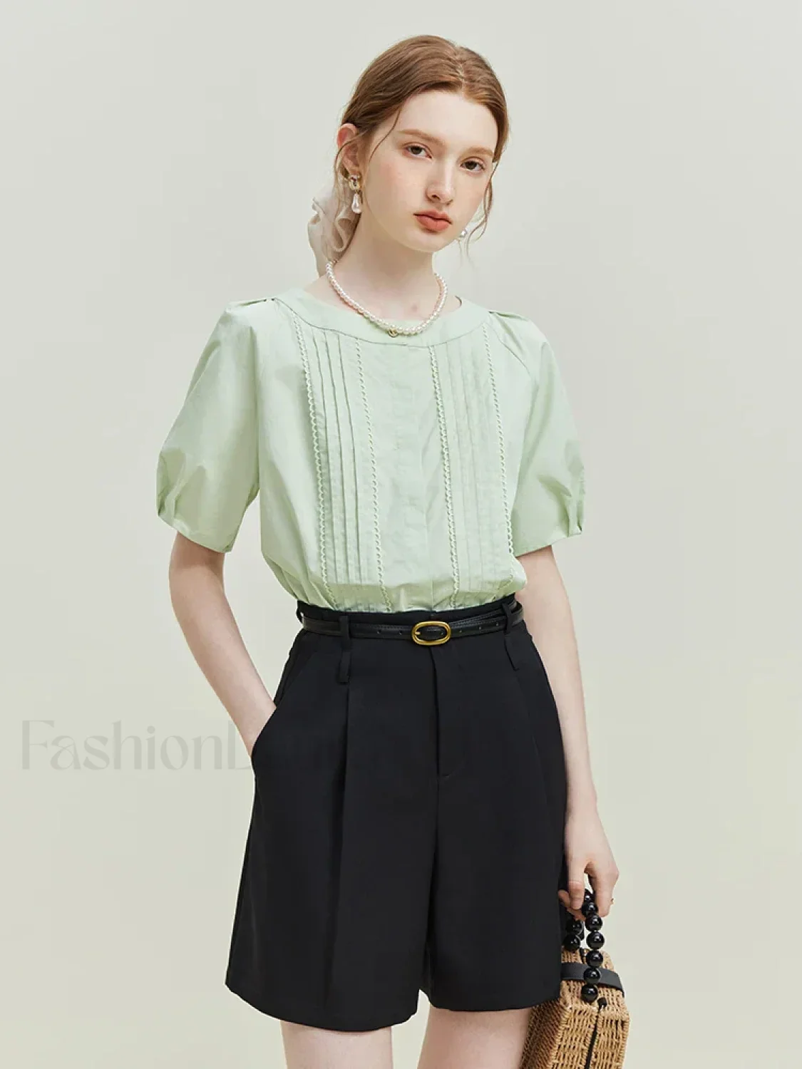 High Waist Twill Pleated Office Lady Short - Image 9