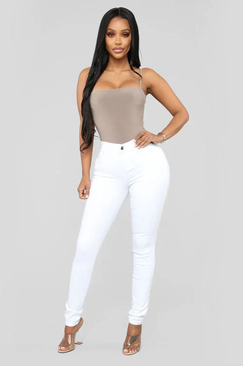 High Waist White Skinny Jeans - Image 3