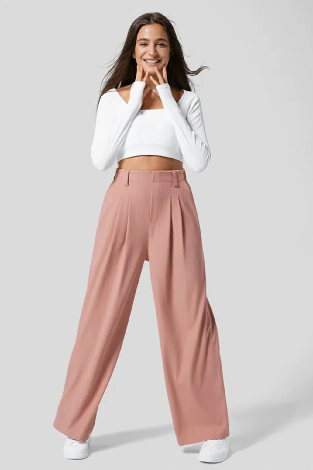 Hip Slimming Wide Leg Relaxed Knit Pants - Image 2