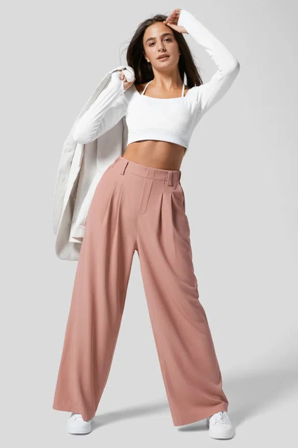 Hip Slimming Wide Leg Relaxed Knit Pants - Image 3