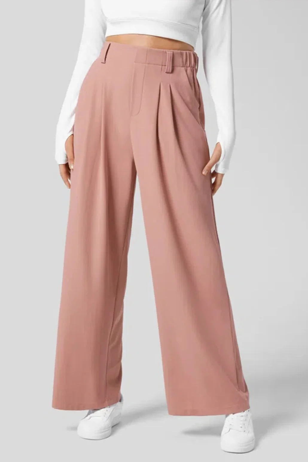 Hip Slimming Wide Leg Relaxed Knit Pants - Image 4
