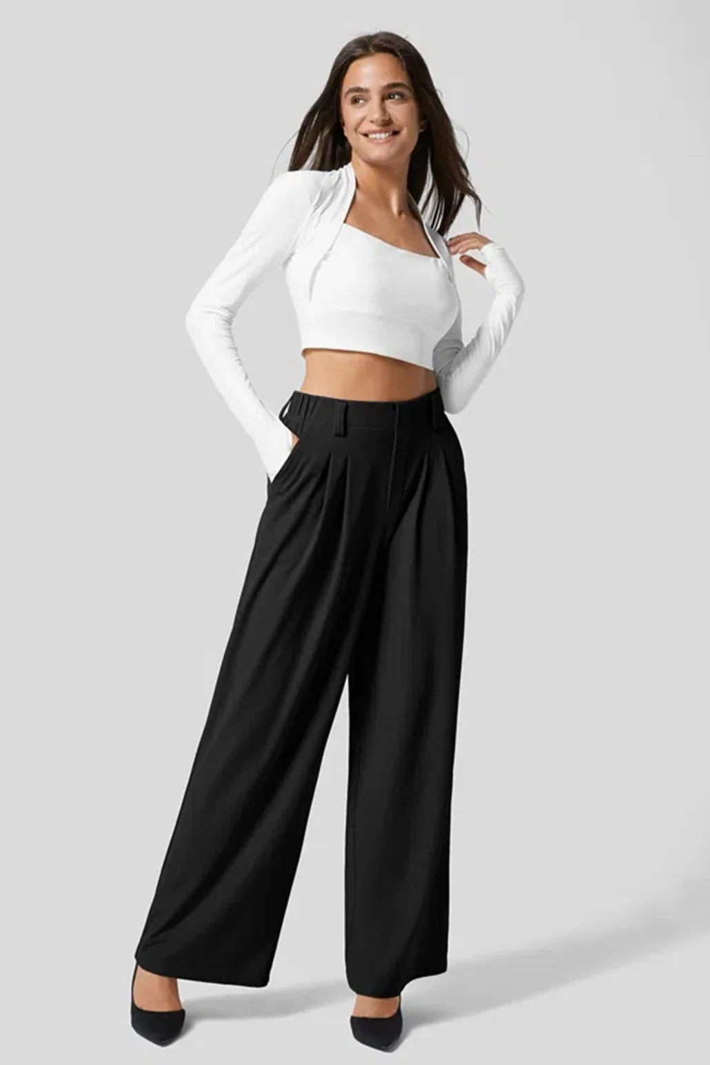 Hip Slimming Wide Leg Relaxed Knit Pants - Image 5