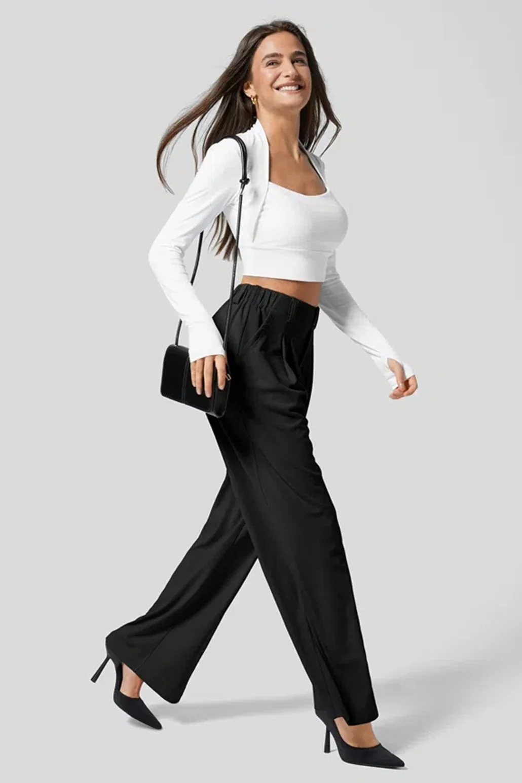 Hip Slimming Wide Leg Relaxed Knit Pants - Image 6
