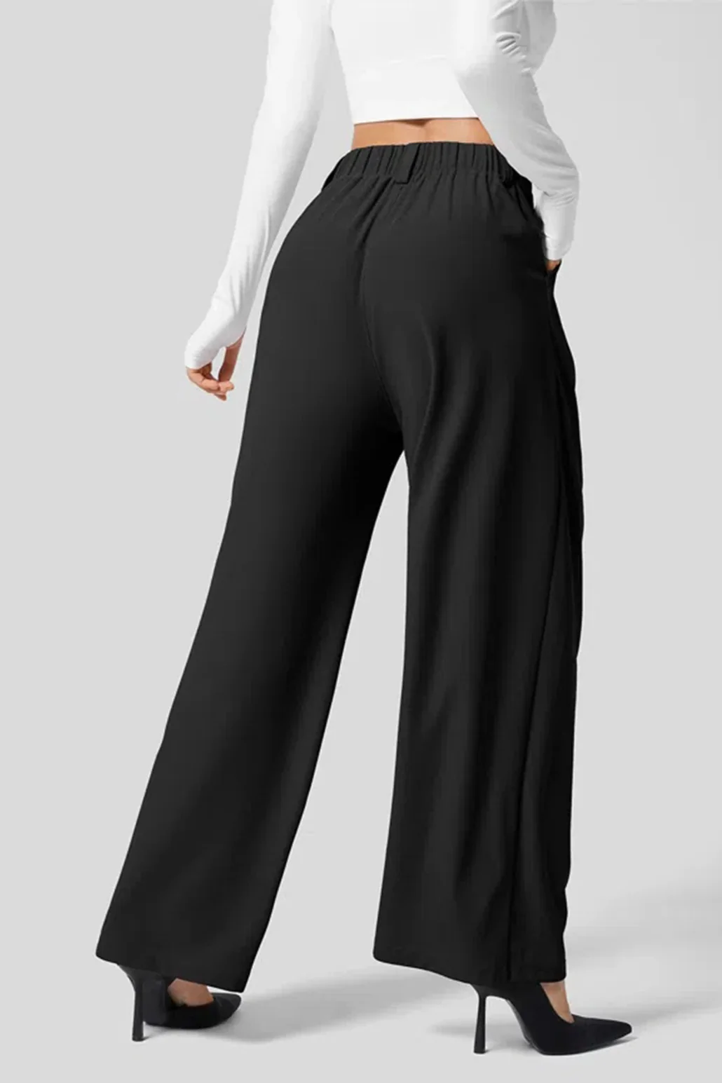 Hip Slimming Wide Leg Relaxed Knit Pants - Image 7