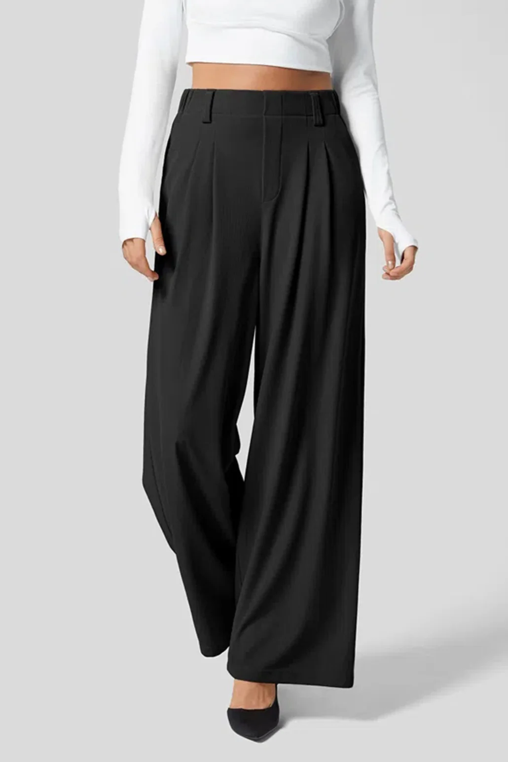 Hip Slimming Wide Leg Relaxed Knit Pants - Image 8