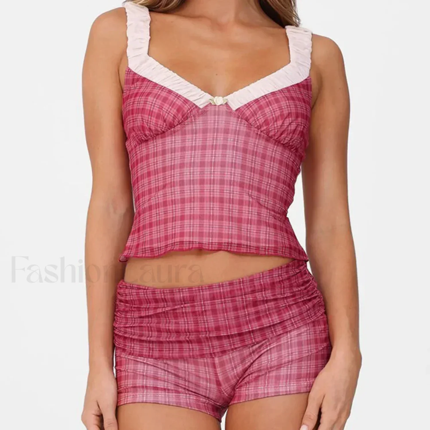 Hit Color Slim Shorts Two Piece Set - Image 4