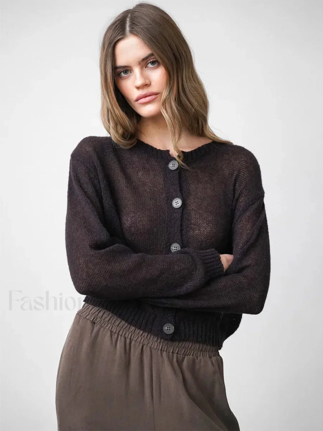 Hollow Knit See-Through Cardigan - Image 4