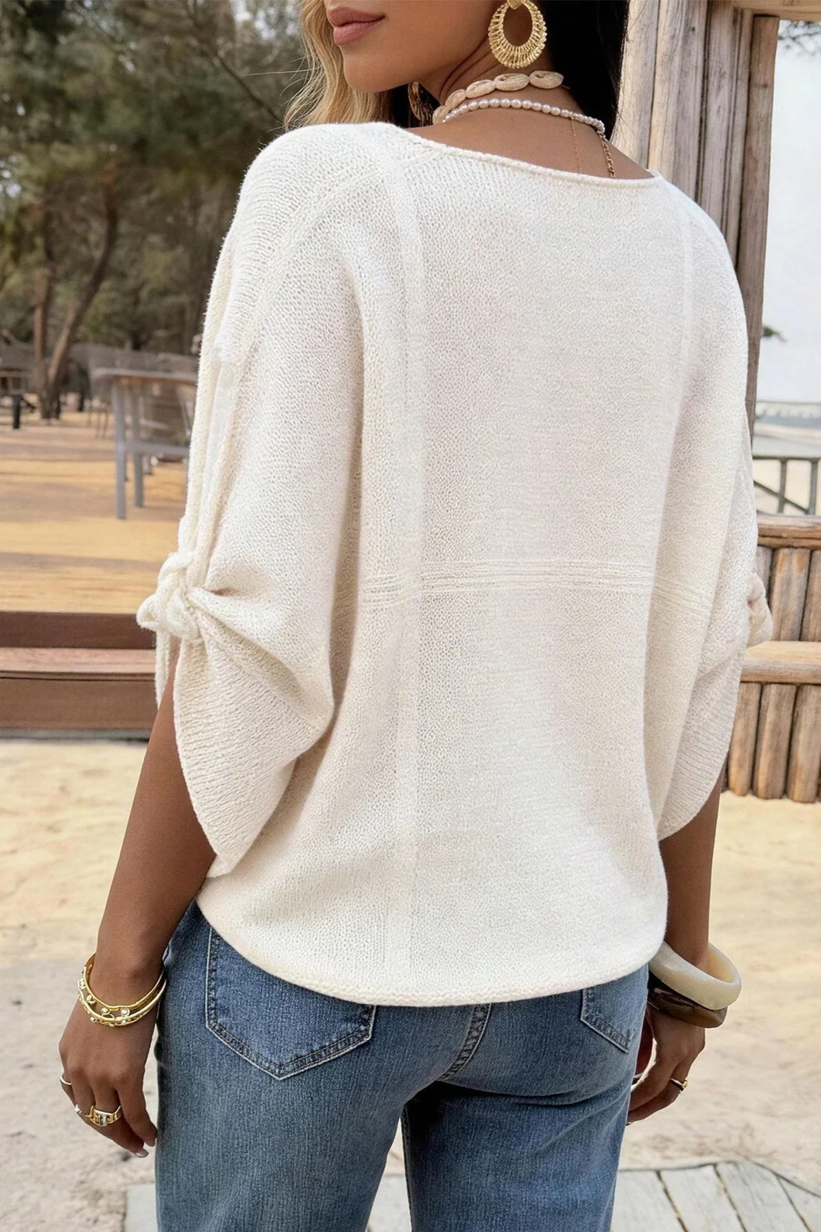 Hollow Out Knit Short Sleeve Tee - Image 3