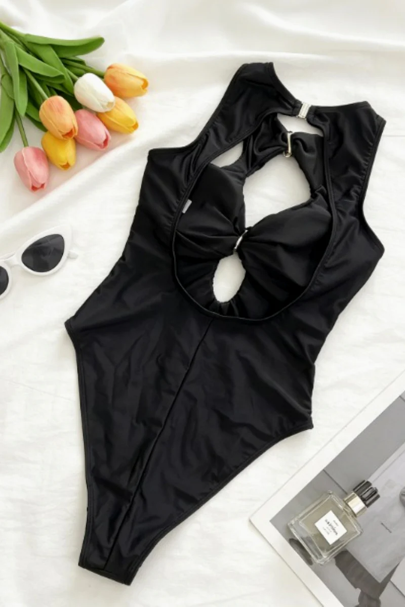 Hollow Out Slim Fit Backless One Piece Swimwear - Image 7