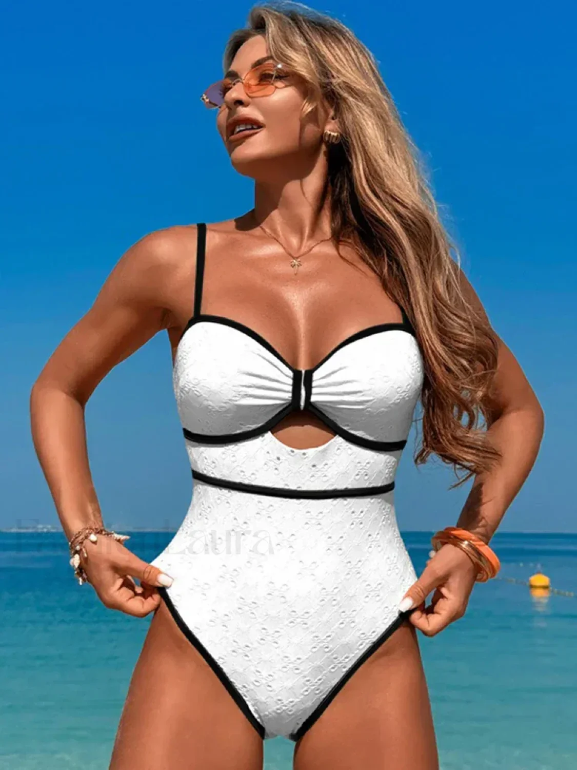 Hollow Out Slim Spliced One Piece - Image 2