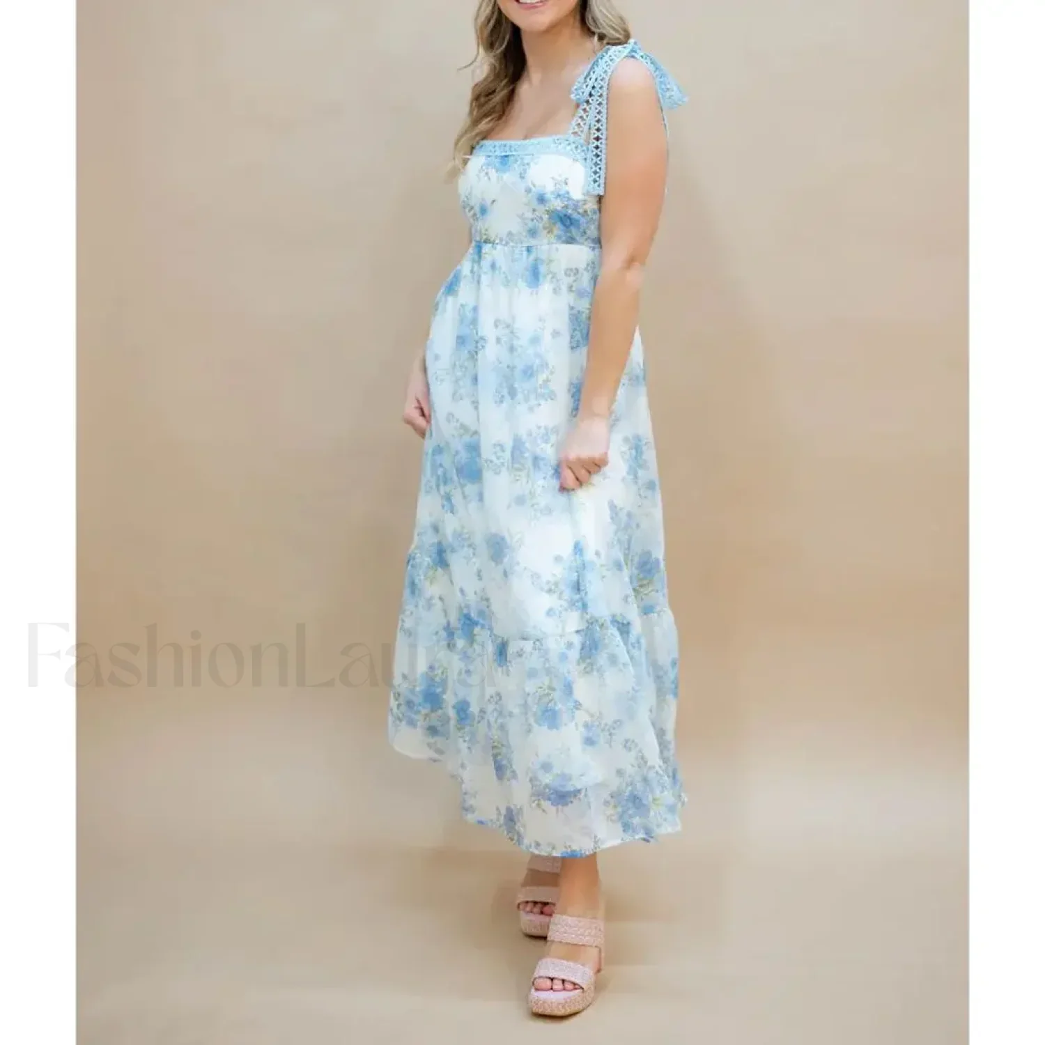 Hollow-Out Square-Neck Midi Dress - Image 10