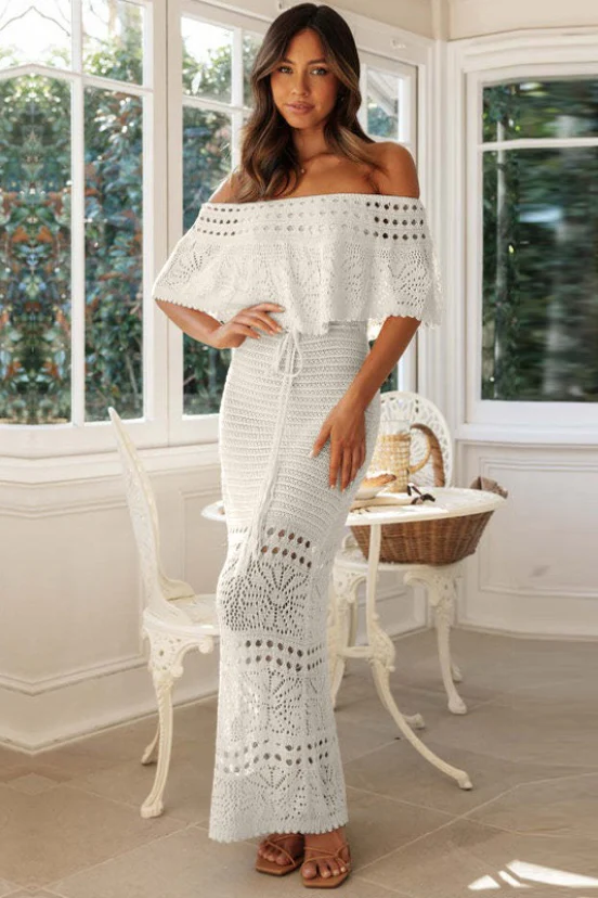 Hollow Tie Shawl Layered Vacation Dress - Image 7